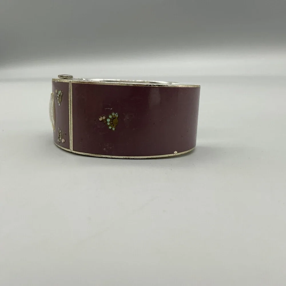 Vintage Baroness Womens Watch 23mm Enamel Cuff Manual NON WWORKING For Parts